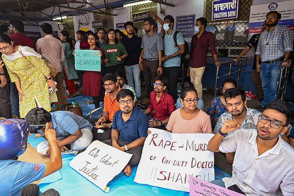 | Photo: PTI : Protest against rape and killing of trainee doctor